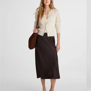 Elegant Satin Midi Slit Skirt